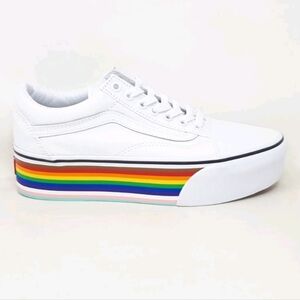 VANS OLD SKOOL UNISEX STACKFORM PLATFORM PRIDE RAINBOW SHOES M7/W8.5